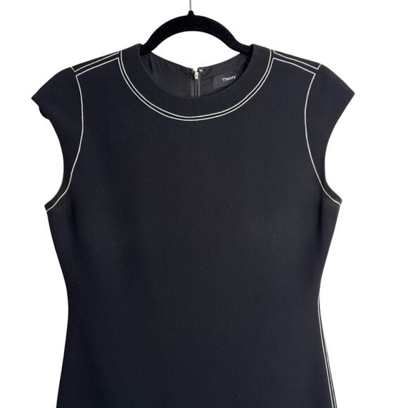 Theory Embroidered Admiral Crepe Black Shift Dress - Picture 5 of 9